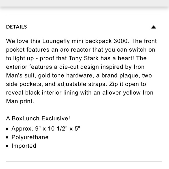 NWT Disney Marvel Iron Man Loungefly Light-Up Mini Backpack main image 2
